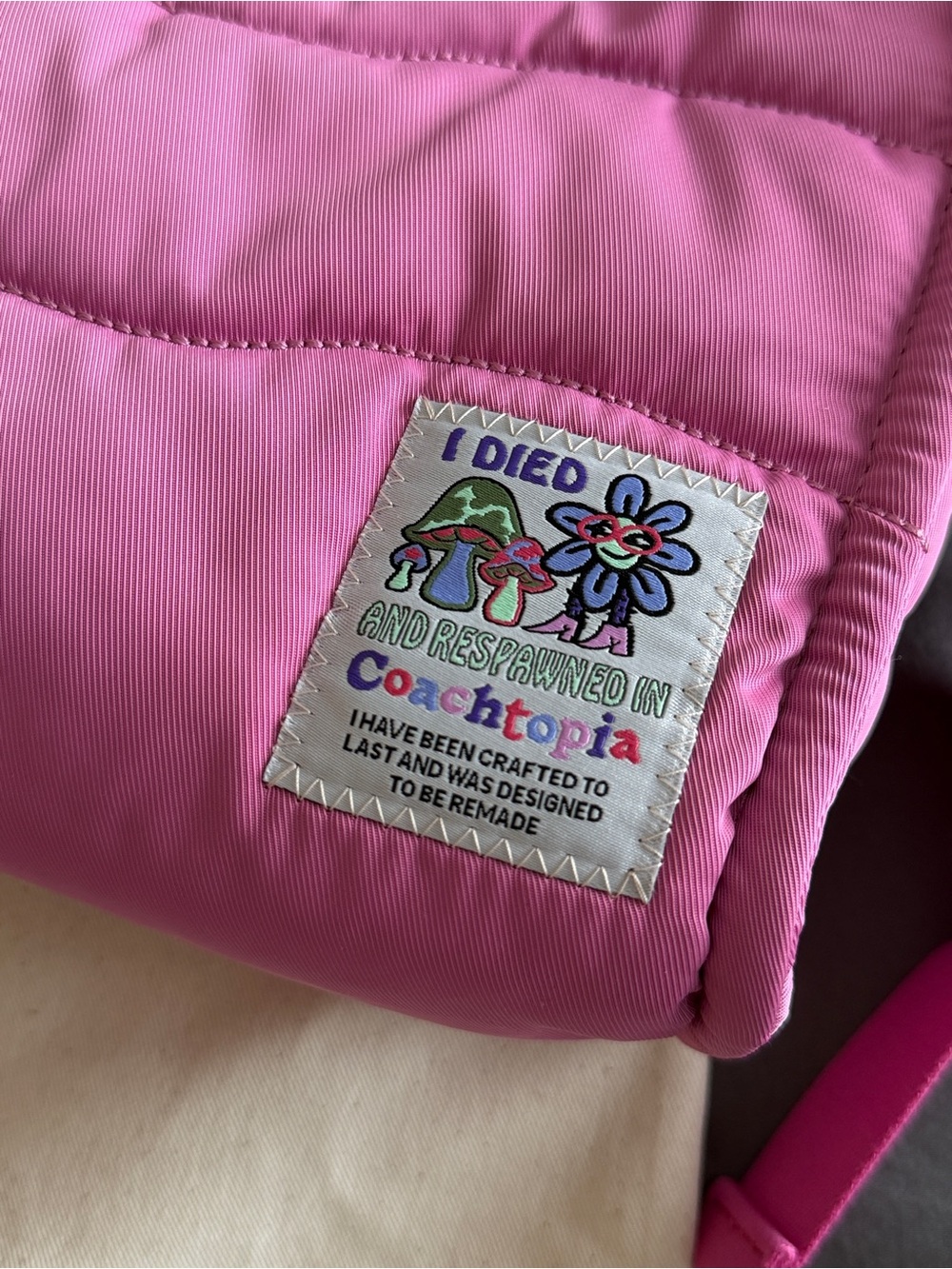 Coach Coachtopia Mini Puffy Tote in Bright Magenta - Picture 2 of 8